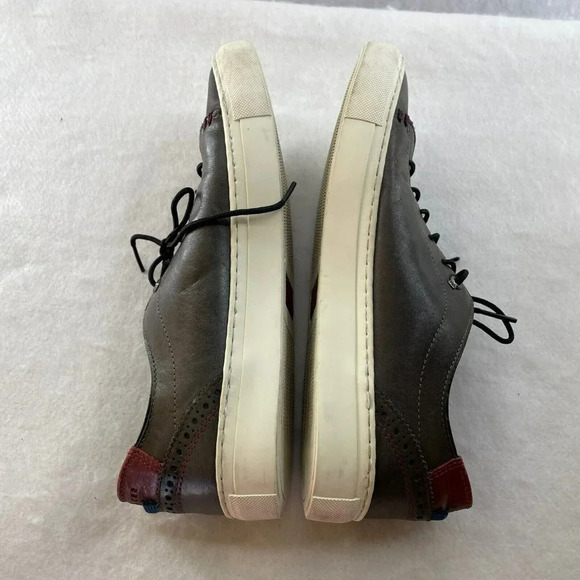 Ted Baker London Leather Sneaker Shoe Men's Sz 7 UK Gray Eyelet Low Top Lace Up - Picture 4 of 11